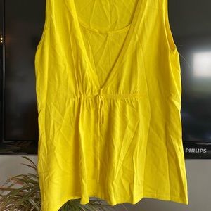 Beautiful lemon yellow Rayon tie from sleeveless sweater. Never wore it!
